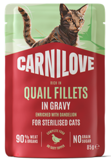 Carnilove® Paté Pouch Quail Fillets in Gravy with Dandelion for Sterilised Cats 85gr